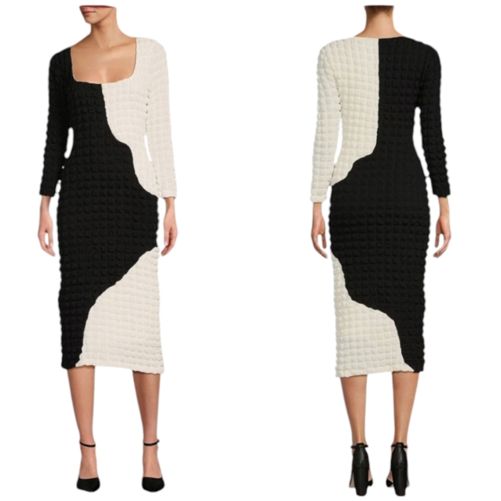 ANTONIO MELANI Black and Cream Midi Dress